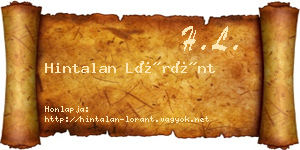 Hintalan Lóránt névjegykártya